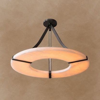 Alabaster Halo Pendant Light – Black & White LED Chandelier