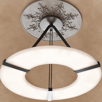 Alabaster Halo Pendant Light – Black & White LED Chandelier