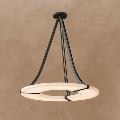 Alabaster Halo Pendant Light – Black & White LED Chandelier
