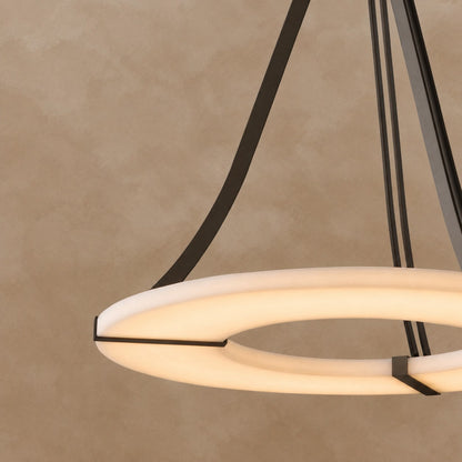 Alabaster Halo Pendant Light – Black & White LED Chandelier