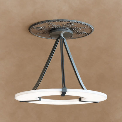 Alabaster Halo Pendant Light – Black & White LED Chandelier