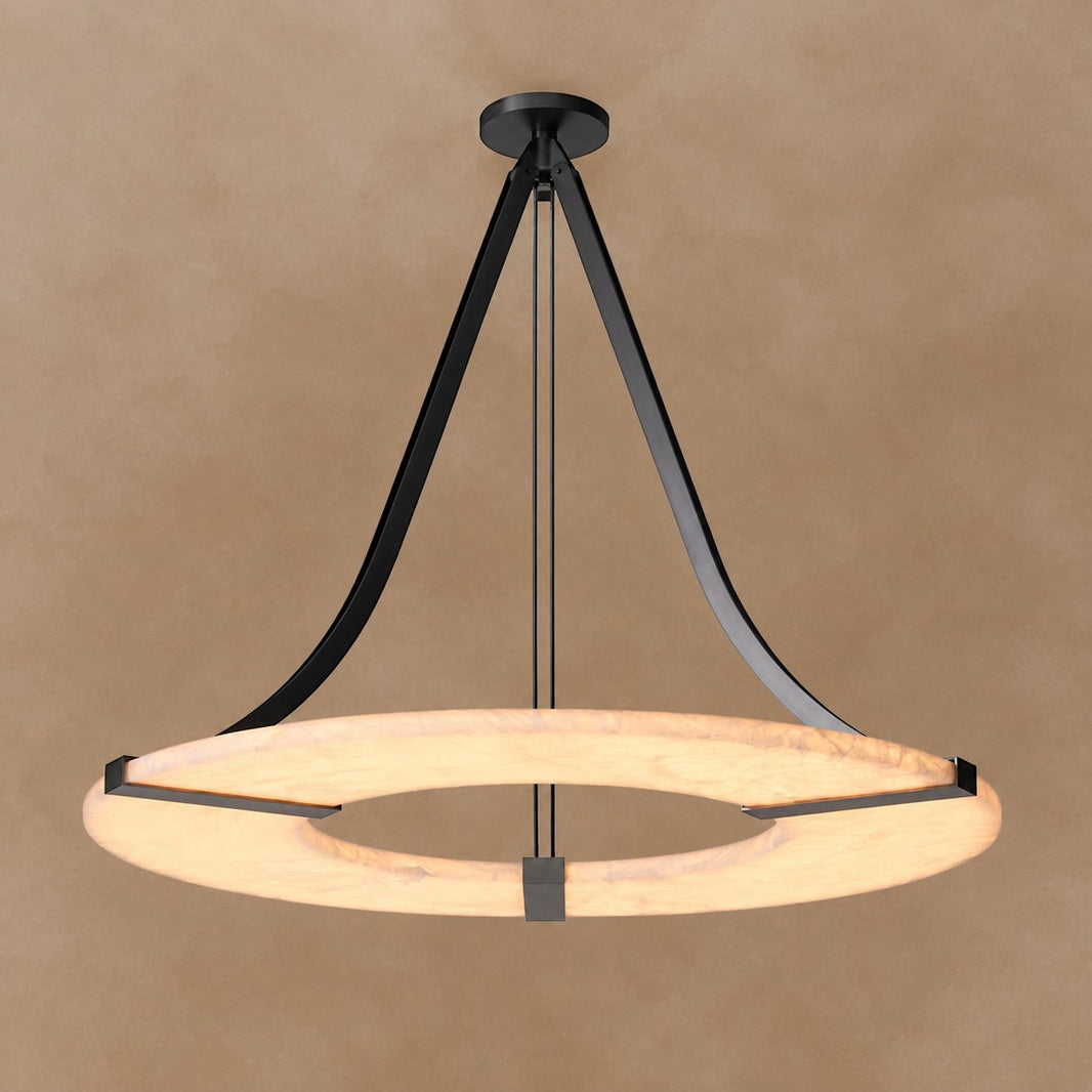 Alabaster Halo Pendant Light – Black & White LED Chandelier