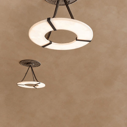 Alabaster Halo Pendant Light – Black & White LED Chandelier