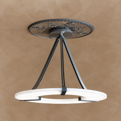 Alabaster Halo Pendant Light – Black & White LED Chandelier