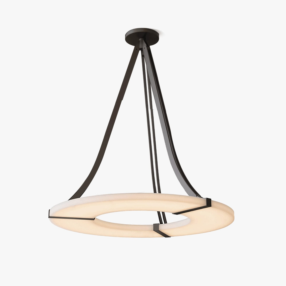 Alabaster Halo Pendant Light – Black & White LED Chandelier