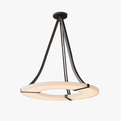 Alabaster Halo Pendant Light – Black & White LED Chandelier