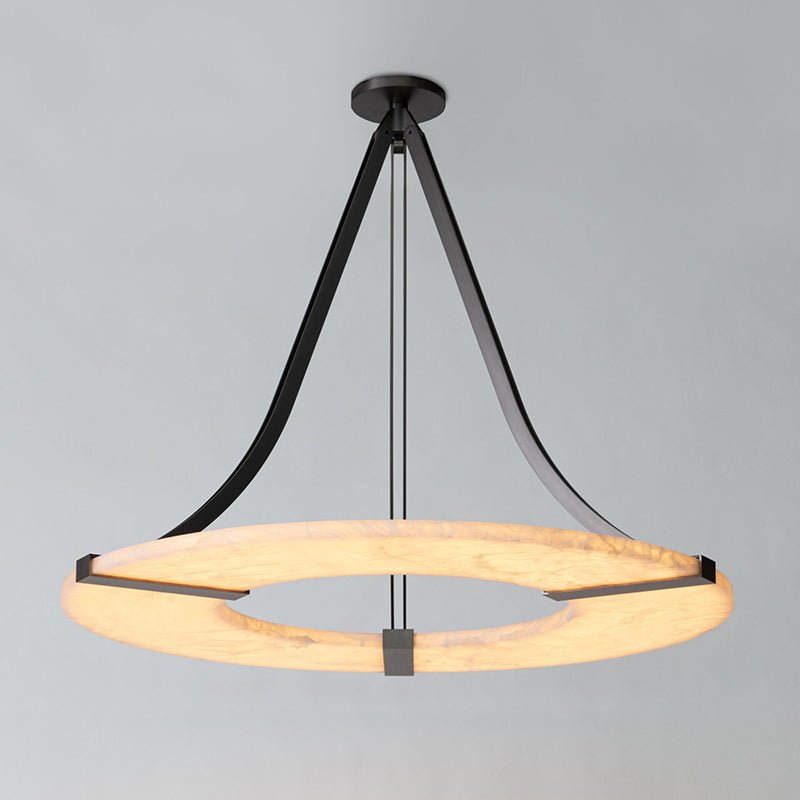 Alabaster Halo Pendant Light – Black & White LED Chandelier
