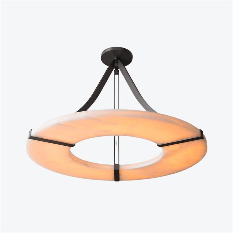 Alabaster Halo Pendant Light – Black & White LED Chandelier