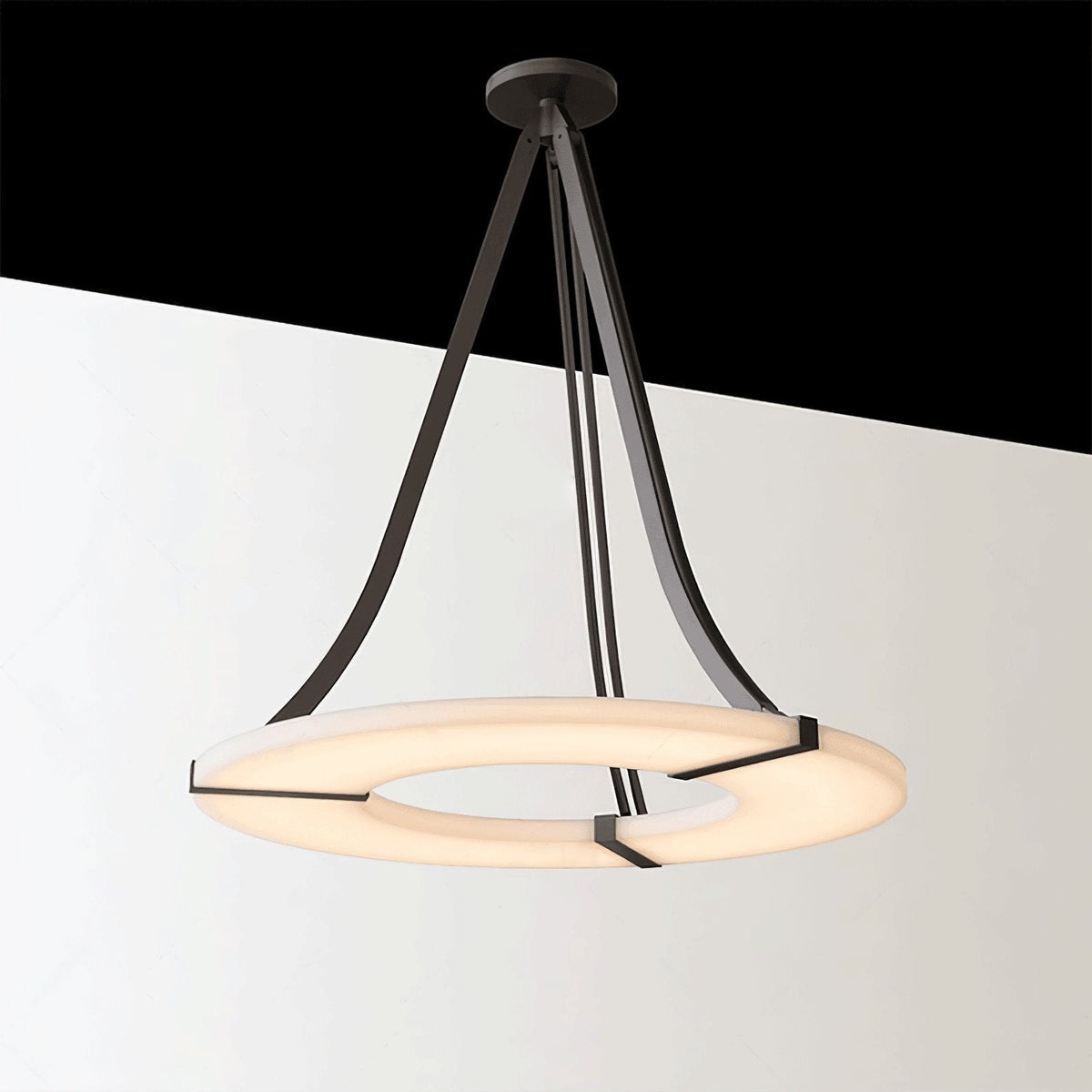 Alabaster Halo Pendant Light – Black & White LED Chandelier