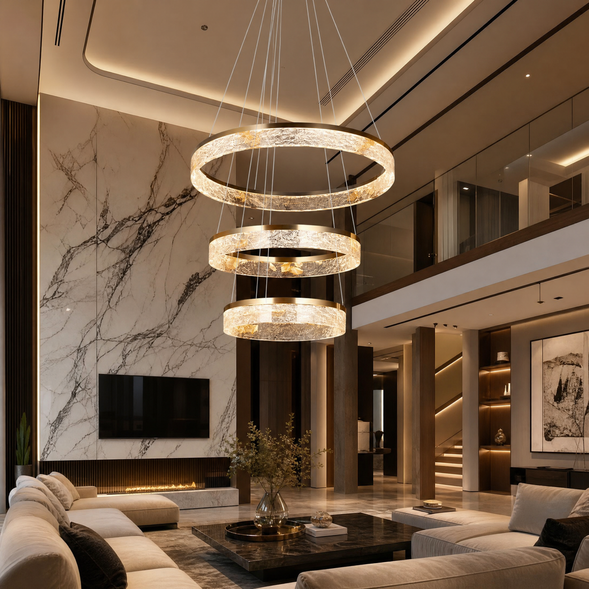 Alps Modern Sculptural Ring Chandelier - scene