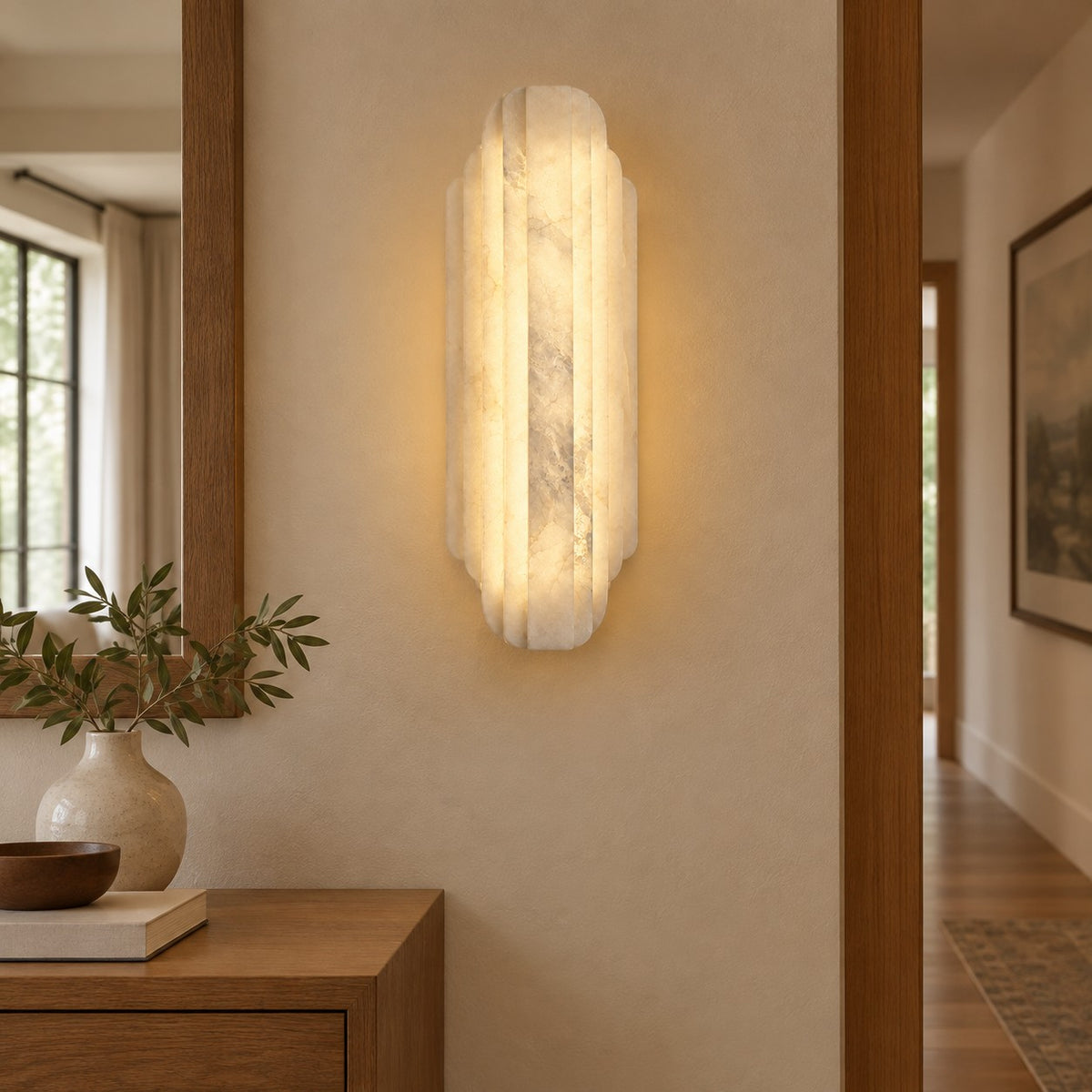 Arcelis Spanish Alabaster Art Deco Wall Sconce 7.9"
