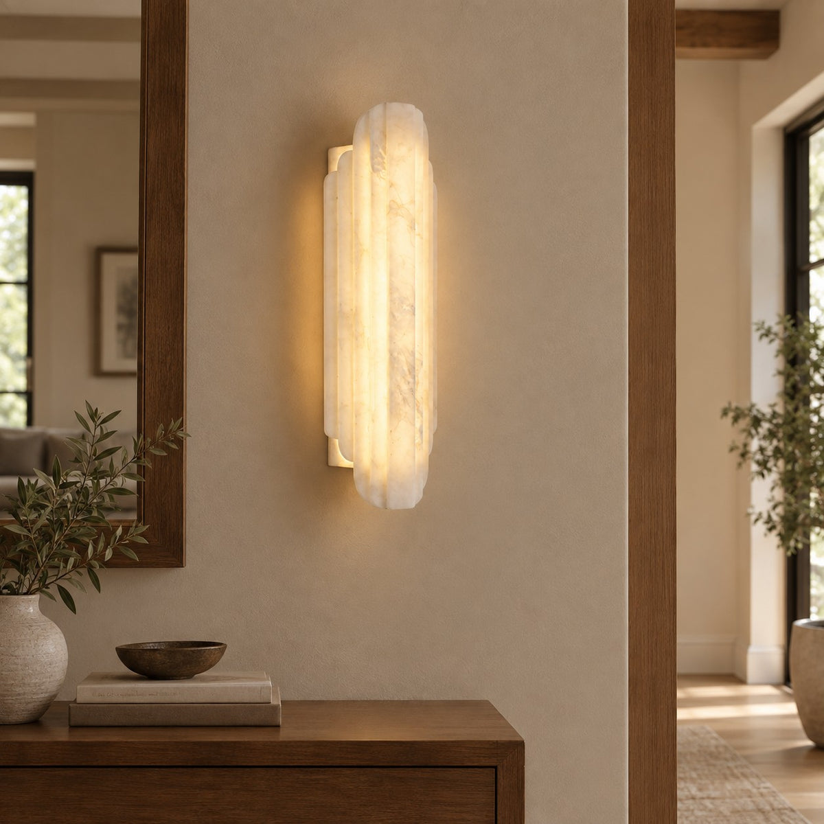 Arcelis Spanish Alabaster Art Deco Wall Sconce 7.9"