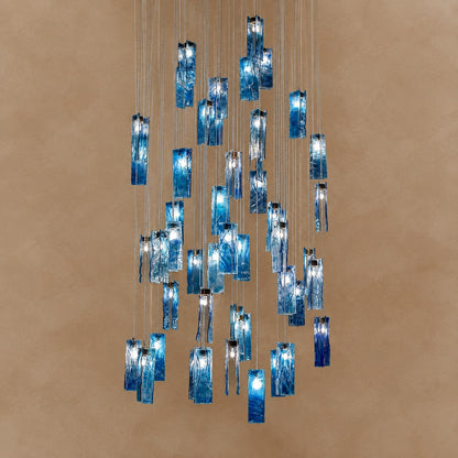 Art Design 1/25/60/84-Light Colorful Rectangle Cluster Glass Tile Pendant/Chandelier