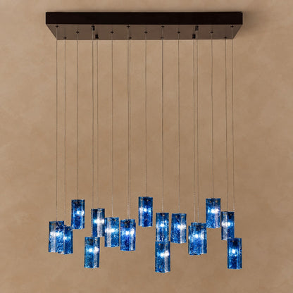 Art Design 1/25/60/84-Light Colorful Rectangle Cluster Glass Tile Pendant/Chandelier
