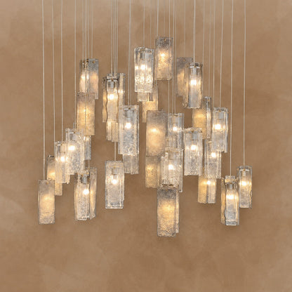 Art Design 1/25/60/84-Light Colorful Rectangle Cluster Glass Tile Pendant/Chandelier