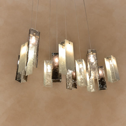 Art Design 1/25/60/84-Light Colorful Rectangle Cluster Glass Tile Pendant/Chandelier