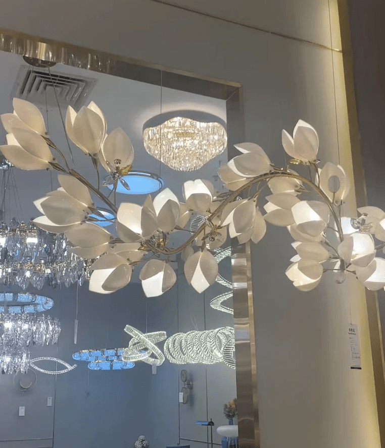 Art Design Creative Ceramic Magnolia Ring/Linear Chandelier for Bedroom/Living Room/Dining Room/Kitchen Island