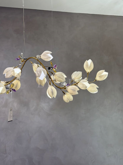 Art Design Creative Ceramic Magnolia Ring/Linear Chandelier for Bedroom/Living Room/Dining Room/Kitchen Island