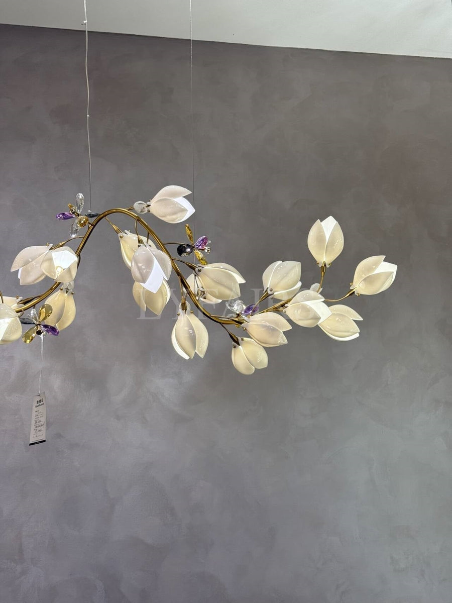 Art Design Creative Ceramic Magnolia Ring/Linear Chandelier for Bedroom/Living Room/Dining Room/Kitchen Island