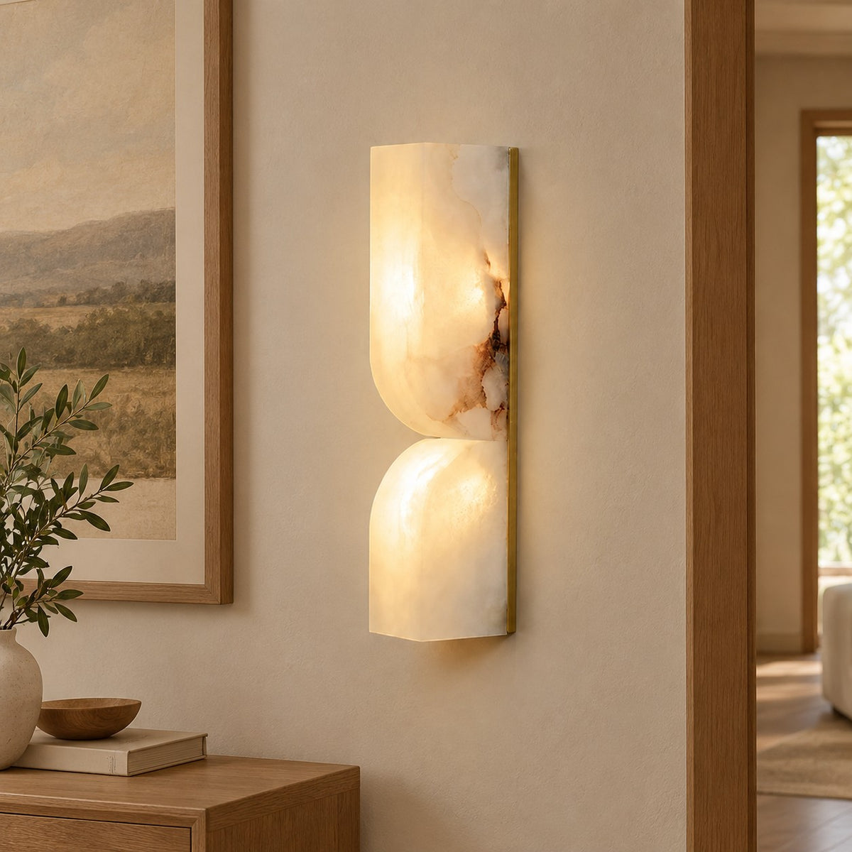 Avenor Spanish Alabaster Minimalist Wall Sconce 13.8" 23.6"