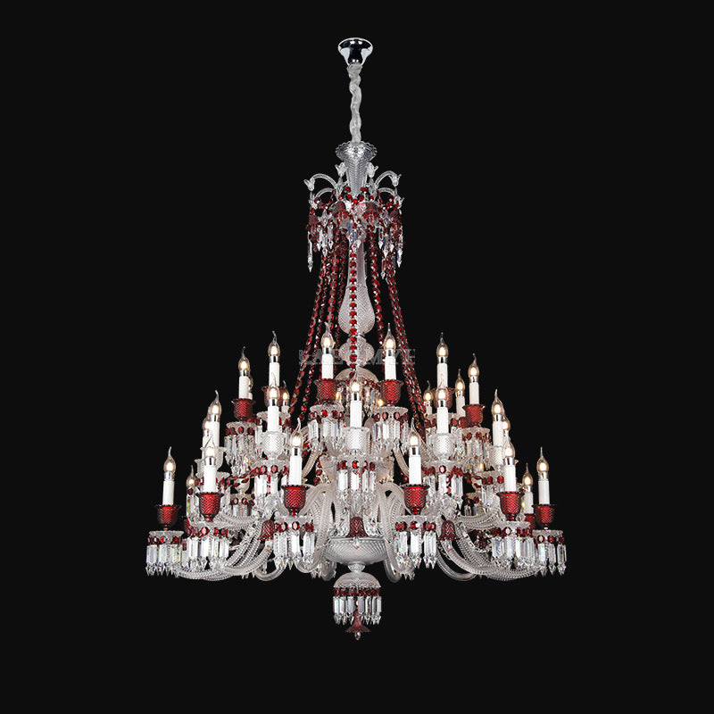 European-style Luxury Colorful Candle Crystal Oversized Chandelier Art Branch Designer Foyer/Staircase Light Fixture
