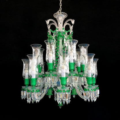 Lustre Clear & Green Crystal Lighting Chandelier
