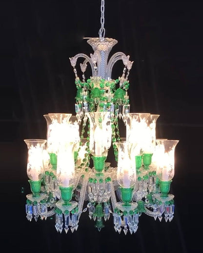 Lustre Clear & Green Crystal Lighting Chandelier