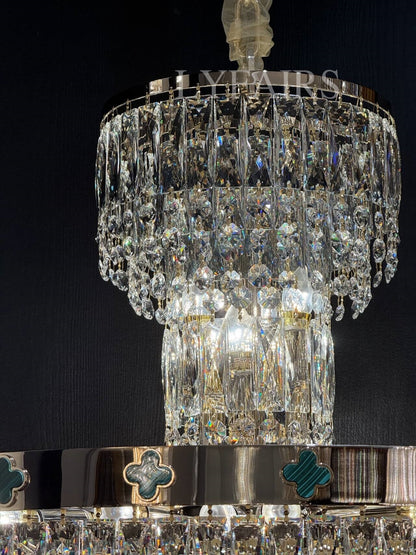 Elegant Clover Malachite Crystal Chandelier Series