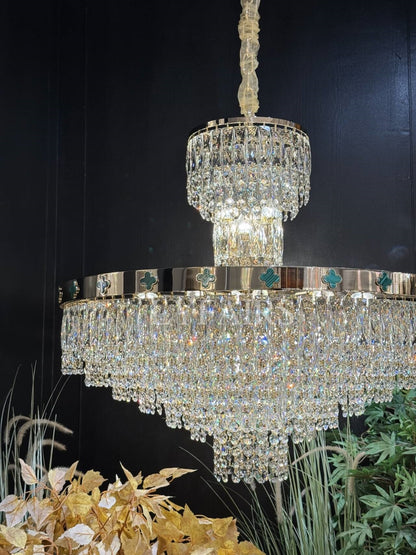 Elegant Clover Malachite Crystal Chandelier Series