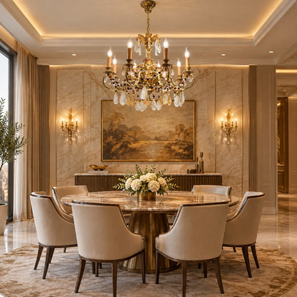 Baroque Brass Candle Light Chandelier