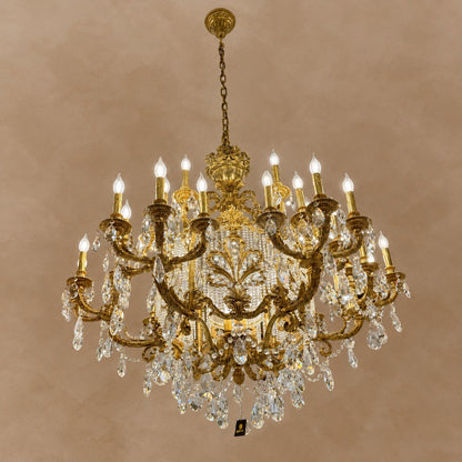 Baroque Brass Crown Crystal Tassel Chandelier