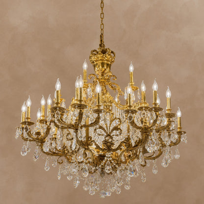Baroque Brass Crown Crystal Tassel Chandelier
