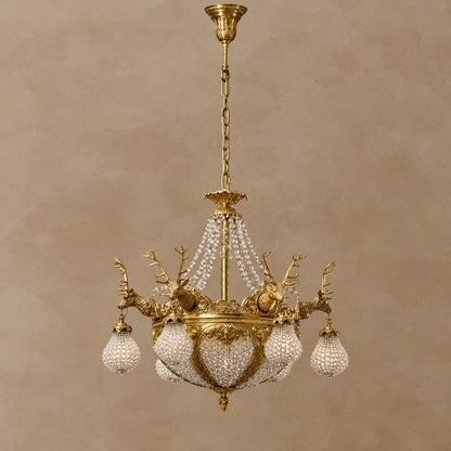 Baroque Brass Deer Crystal Chandelier for Palace/Hotel