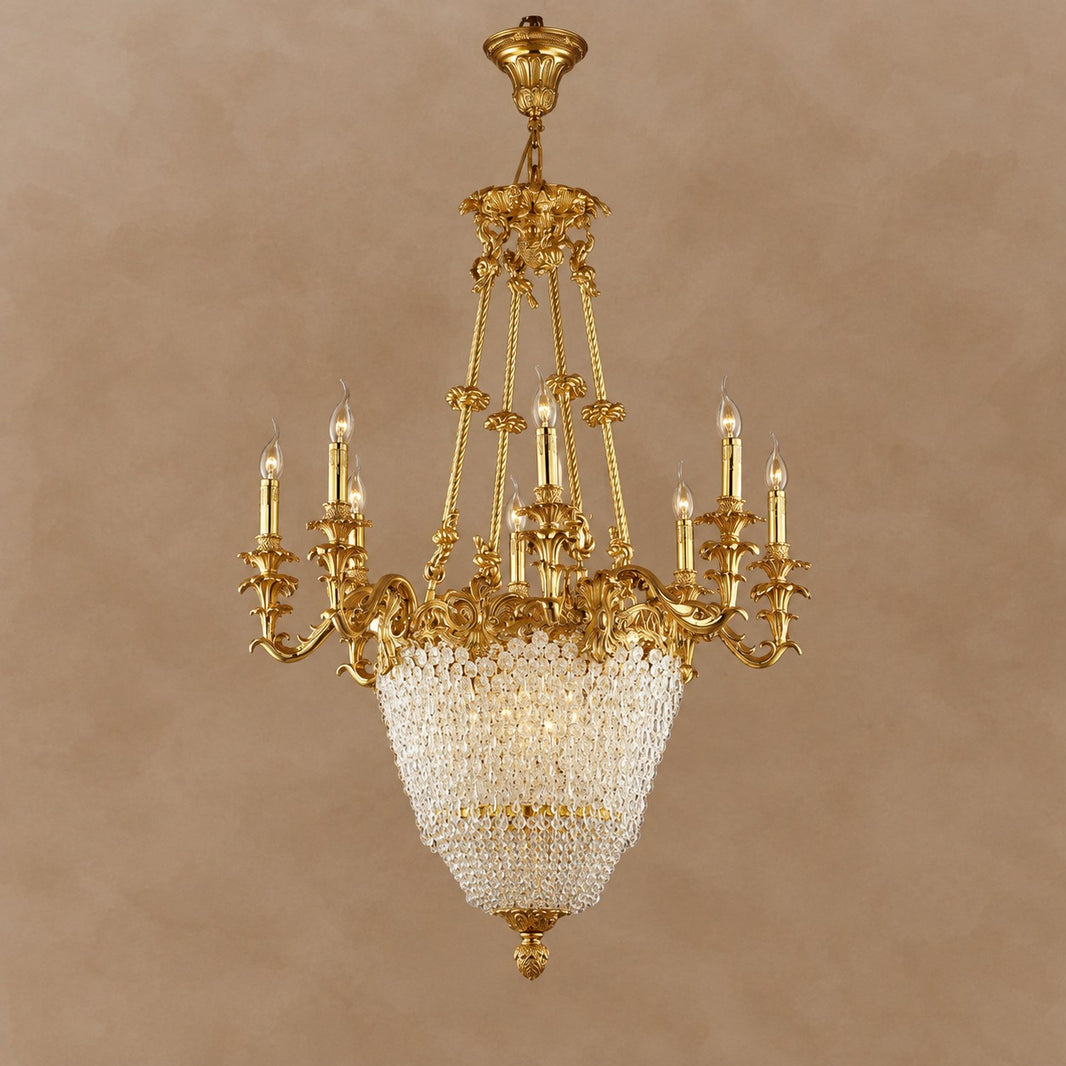 Baroque Empire Flame Cascade Crystal Chandelier