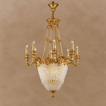 Baroque Empire Flame Cascade Crystal Chandelier