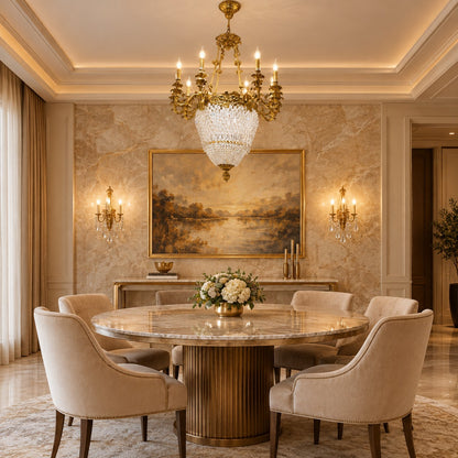 Baroque Empire Flame Cascade Crystal Chandelier