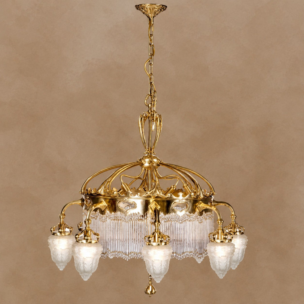 Baroque Glass Fruit Brass Crown Chandelier for Palace