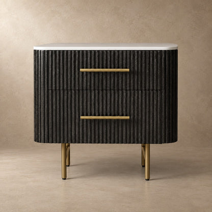 Double Drawer Bedside Chest with Stone Top