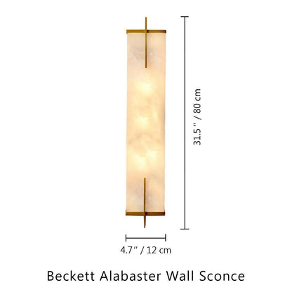 Beckett Alabaster Wall Sconce - ∅ 4.7″ x H 23.6″ / Dia 12cm x H 60cmBrassBlushlighting