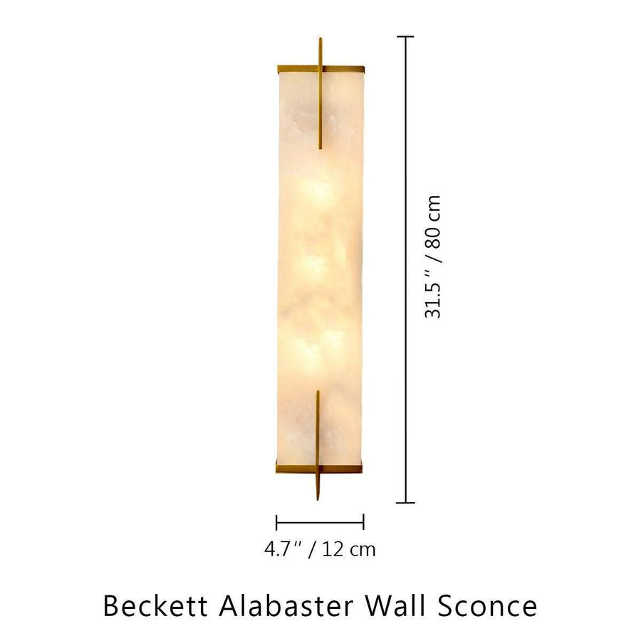 Beckett Alabaster Wall Sconce - ∅ 4.7″ x H 23.6″ / Dia 12cm x H 60cmBrassBlushlighting