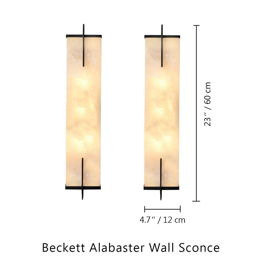 Beckett Alabaster Wall Sconce - ∅ 4.7″ x H 23.6″ / Dia 12cm x H 60cmBrassBlushlighting