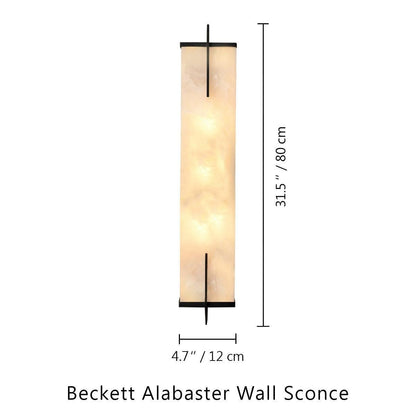 Beckett Alabaster Wall Sconce - ∅ 4.7″ x H 23.6″ / Dia 12cm x H 60cmBrassBlushlighting