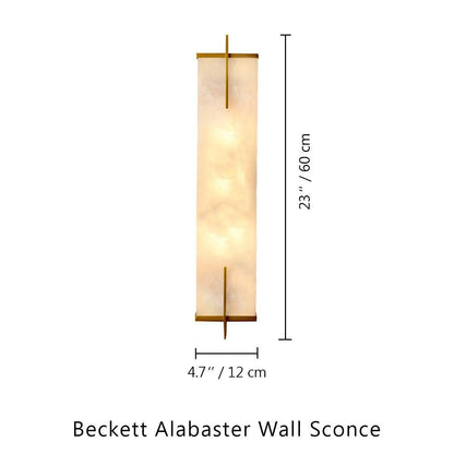 Beckett Alabaster Wall Sconce - ∅ 4.7″ x H 23.6″ / Dia 12cm x H 60cmBrassBlushlighting