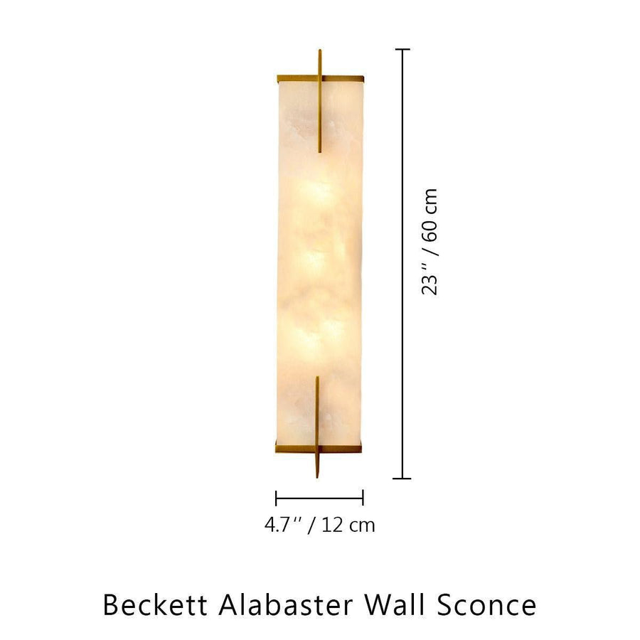 Beckett Alabaster Wall Sconce - ∅ 4.7″ x H 23.6″ / Dia 12cm x H 60cmBrassBlushlighting
