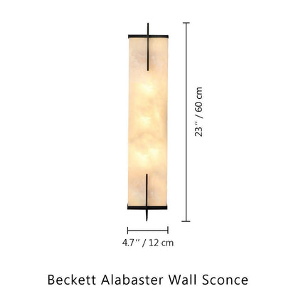 Beckett Alabaster Wall Sconce - ∅ 4.7″ x H 23.6″ / Dia 12cm x H 60cmBrassBlushlighting