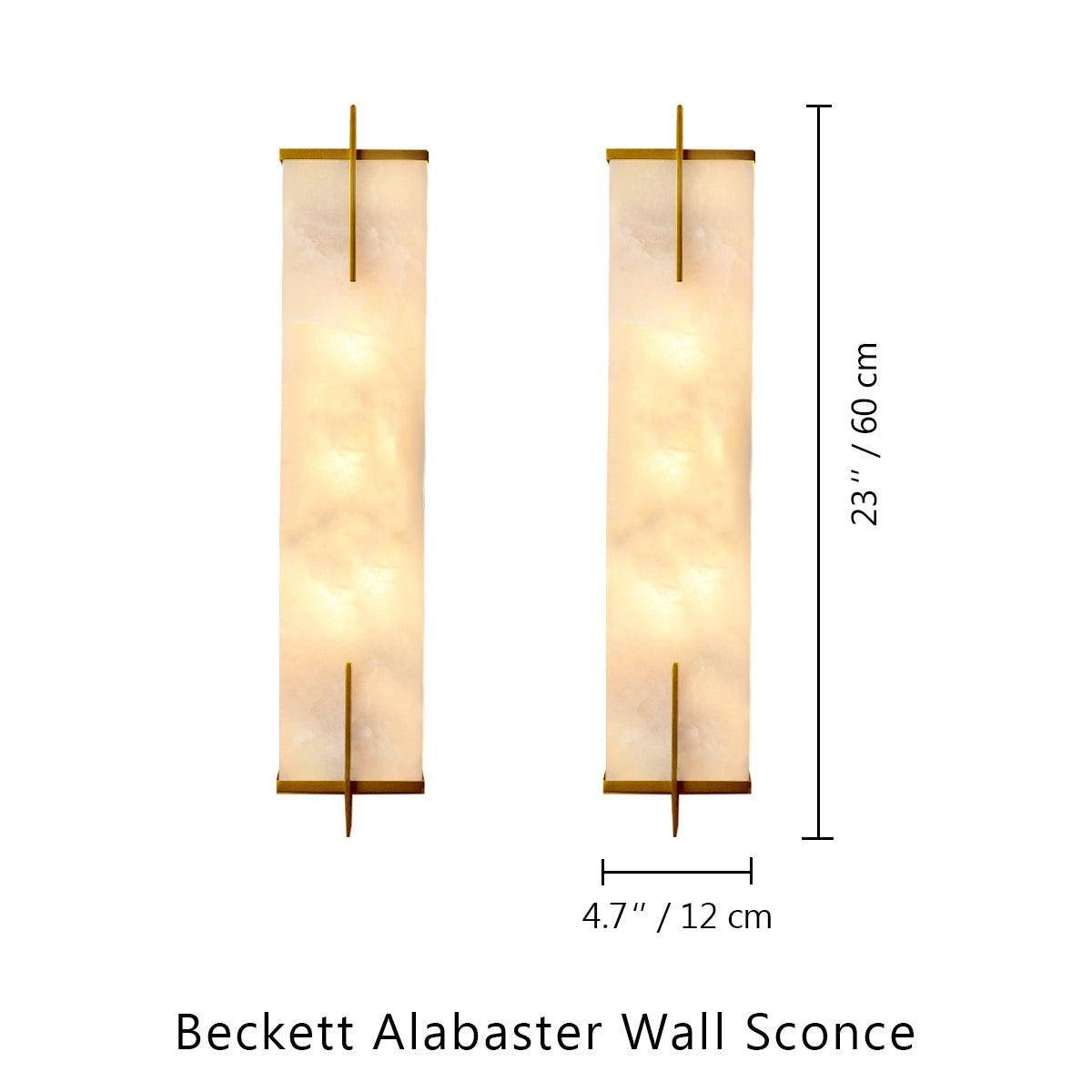 Beckett Alabaster Wall Sconce - ∅ 4.7″ x H 23.6″ Set of 2BrassBlushlighting