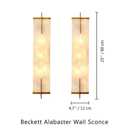 Beckett Alabaster Wall Sconce - ∅ 4.7″ x H 23.6″ Set of 2BrassBlushlighting