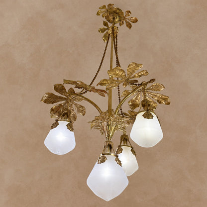 Brass Leaves Fruit-inspired Glass Chandelier