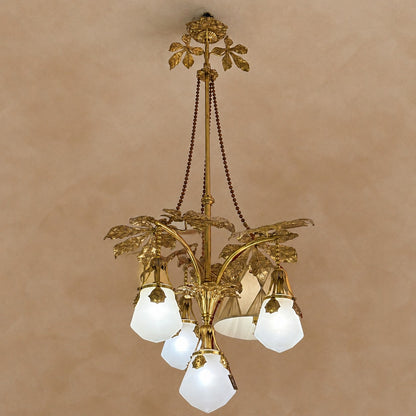 Brass Leaves Fruit-inspired Glass Chandelier