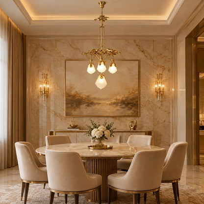 Brass Leaves Fruit-inspired Glass Chandelier